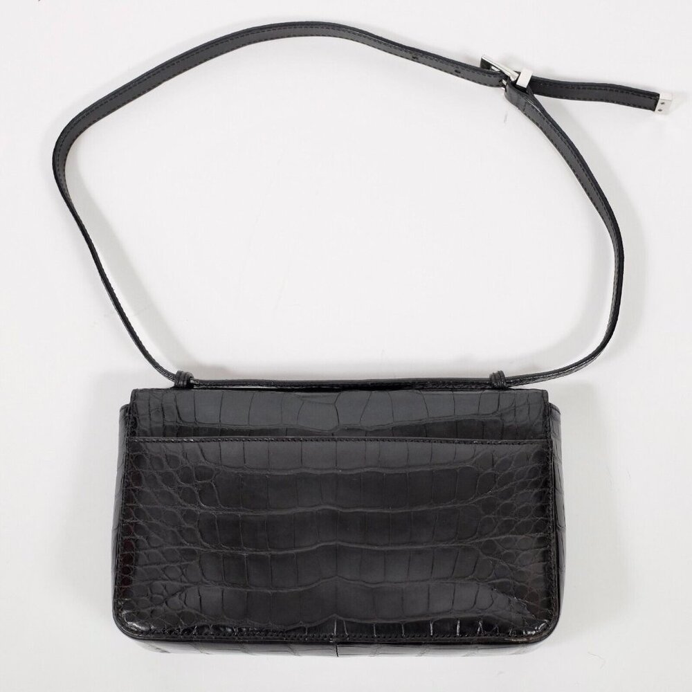 Y2K Gucci by Tom Ford 1998 bag alligator crocodile silver G logo black handbag - Picture 2 of 15